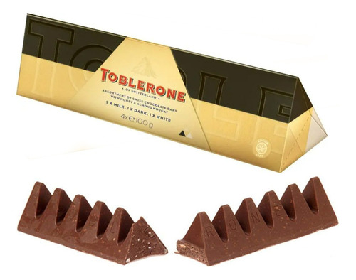 Kit Toblerone 4 Barras De Chocolate 3 Sabores Premium 400g