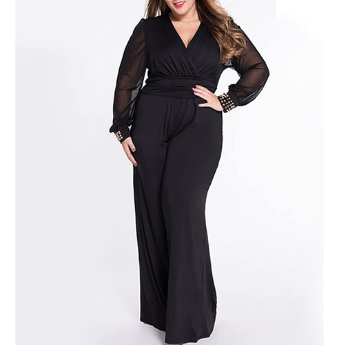 Monos De Manga Larga De Pierna Ancha Para Mujer, Pantalones