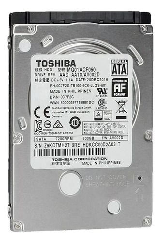 Disco Rígido Interno Toshiba 500gb Mq01acf050
