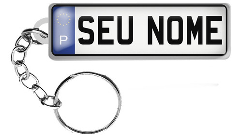 Chaveiro Placa Carro Europa Personalizado Com Nome Frente Cor Azul