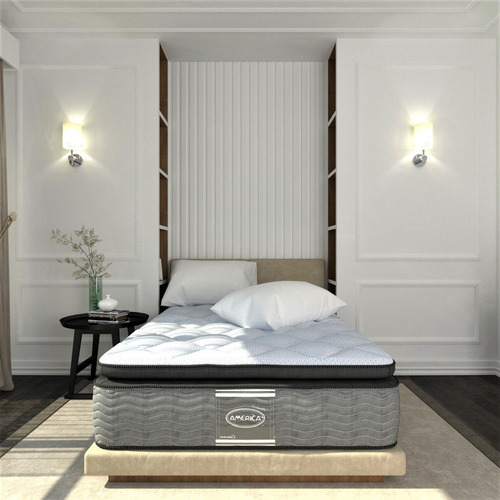 Imagen 4 de 8 de Colchon Matrimonial America Smart Confort + Box