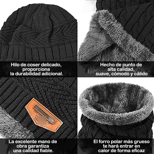 Gorras De Invierno Con Bufanda Y Guantes Táctiles 3 En 1