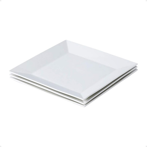 Plato Postre Melamina Cuadrado Blanco X 12 Unidades Plastico