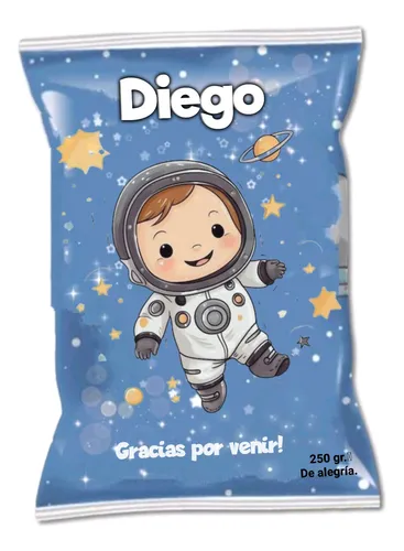 X10 Bolsitas Chip Bag Para Sorpresitas Astronauta