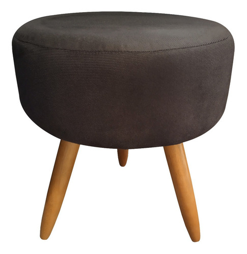 Puff Puf Decorativo Mandala Suede Sala Pés Palito Madeira Cor Marrom
