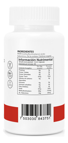 Msm+ac.hialurónico 90capsulas-900mg Vizana Nutrition