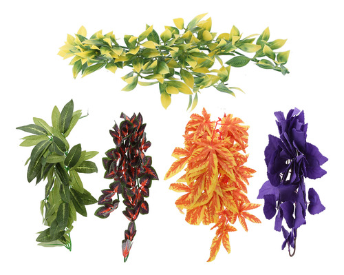 Decorações De Lagartos, 5 Peças De Plantas De Répteis Artifi