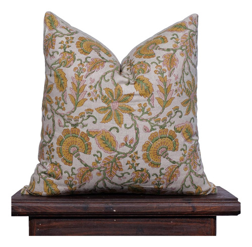 Funda De Almohada De Lino Puro Con Estampado Floral