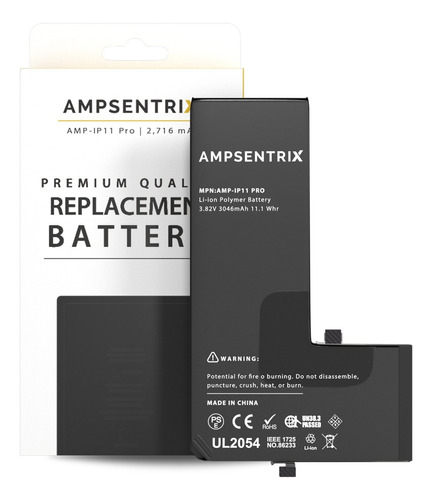 Bateria Ampsentrix Para iPhone 11 Pro No Soldar No Programar