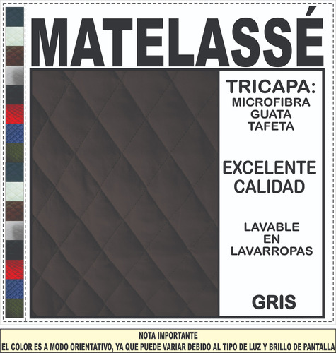 Cobertor Cubresillón Funda 4 Cuerpos C/bolsillo C/ajuste Gris Oscuro Matelassé