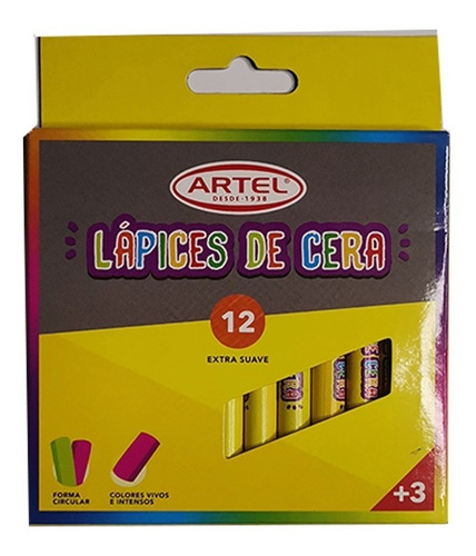 Set 12 Lapices De Cera Artel