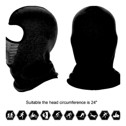 Pasamontaña Balaclava Mascara + Guantes Neopreno Frio Abrigo Negro Liso Unico