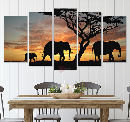 Políptico Elefantes Cel37 Canvas Grueso 150x80