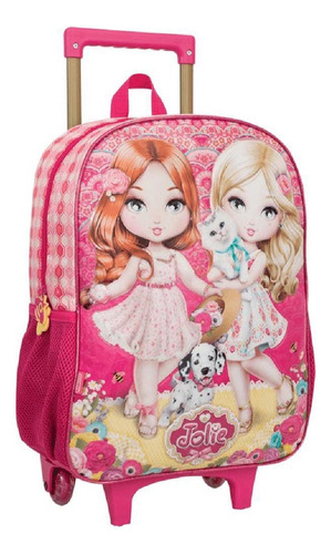 Mochila Rosa Infantil De Rodinhas Jolie Com Pets Tilibra