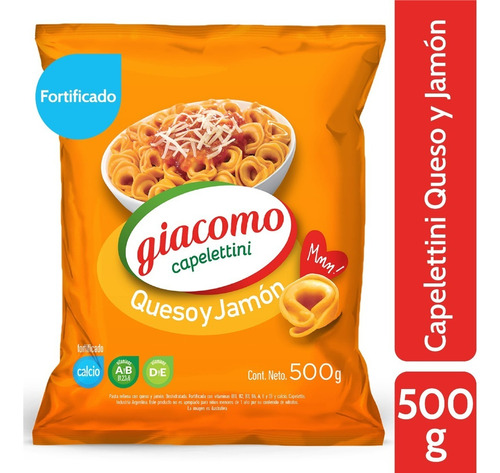 Fideos Giacomo Capelettini Queso Y Jamon 500 Grs