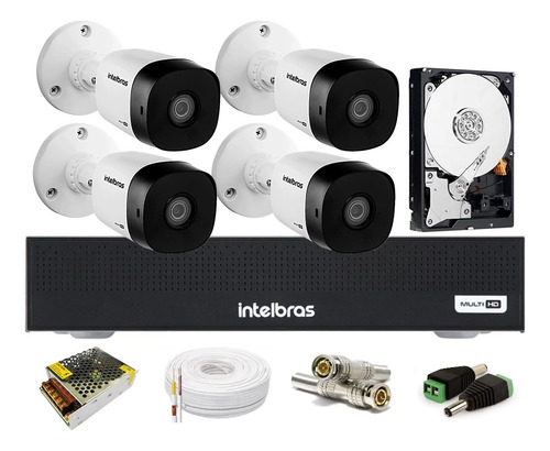 Kit Intelbras 4 Cam 1120b G4 Ir 20m Dvr 4 Mhdx 1104  Hd 500g