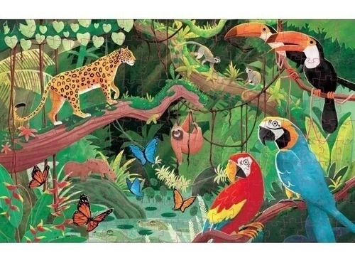 Imagen 2 de 5 de Rompecabezas 220 Piezas Con Libro Amazonas Selva Puzzle