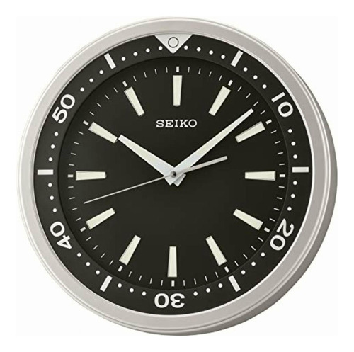 Seiko Reloj De Pared Ultra Moderno De 35,5 Cm, Color Negro Y