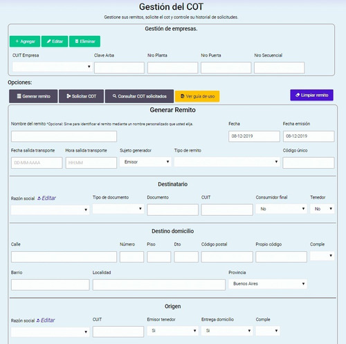Software Gestión Del Cot Arba Online Sin Limites De Cuit