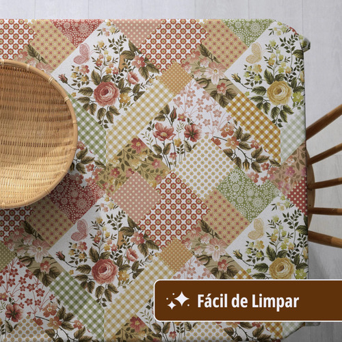 Toalha Mesa Plástica Térmica Flor Patch 4 Lugares 1,40