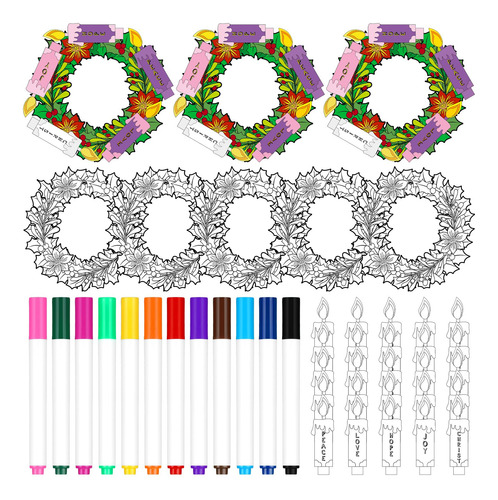 Juego De 24 Manualidades Corona De Adviento Para Niños
