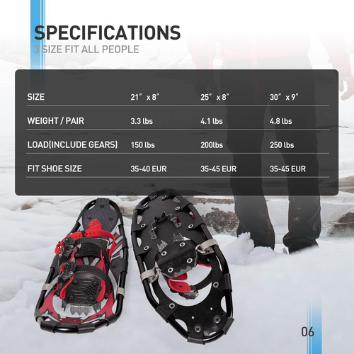 G2 - Raquetas De Nieve Ligeras De 21/25/30/36 Pulgadas Para