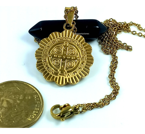 Imagen 3 de 7 de Medalla San Benito - Consagrada - Acero Dorado - M 11