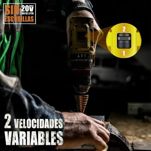 Taladro Rotomartillo Sin Carbones Inalámbrico 2 Baterías Color Amarillo Usop