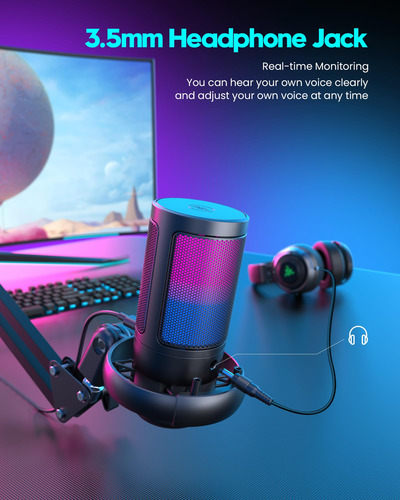 Micrófono Usb Qiuoio A10 Para Gaming Con Brazo Ajustable
