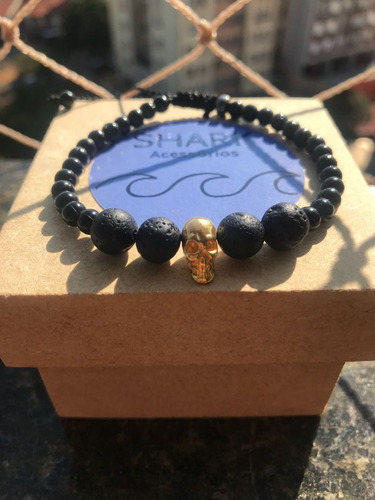 Pulseira Masculina Caveira Bola Vulcanizada Original