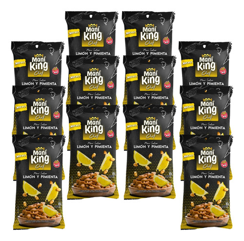 Pack X 12 Mani Sabor Limon Y Pimienta Mani King X 80 Grs