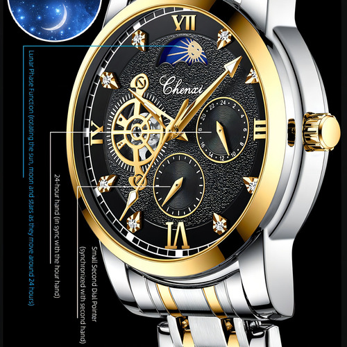 Relojes Chenxi Diamond Chronograph De Lujo Para Hombre Color Del Fondo Plateado