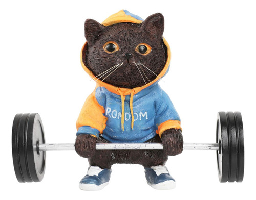 Estatuilla De Gato Con Barra, Estatua De , Naranja Azul