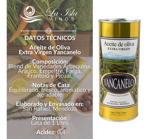 Imagen 2 de 10 de Aceite Oliva Yancanelo Extra Virgen Pack X 6 X 1 Litro