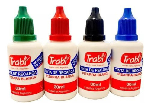 4 Tintas Trabi Para Marcador De Pizarra Blanca X30ml 