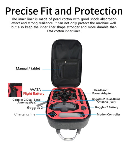 Mochila De Fibra De Carbono Dji Avata En Negro Y Gris