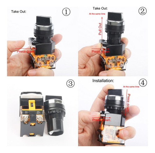 2 Interruptor Selector Giratorio De 22 Mm 2 Posiciones