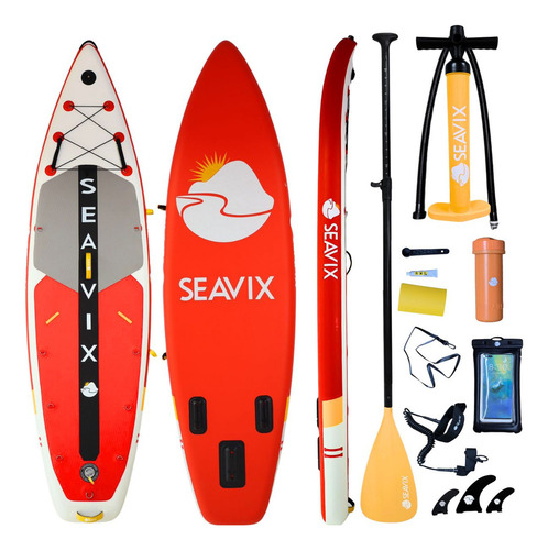 Prancha De Surf Inflável Cor Vermelho Vibrante Ideal Para Praias Mar Rios Lagos Atividades Aquáticas E Esportes Material Reforçado E Resistente Stand Up Seavix Qualidade Segurança Garantida Diversão
