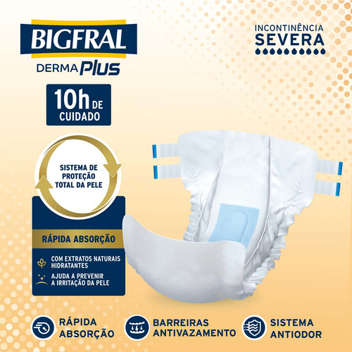 Fralda Geriátrica Bigfral Derma Plus Tamanho P 9 Unidades