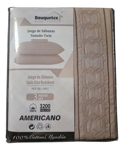 Juego De Sábanas Bouquetex - 3200 Hilos - 1 1/2 Plazas Suela Liso