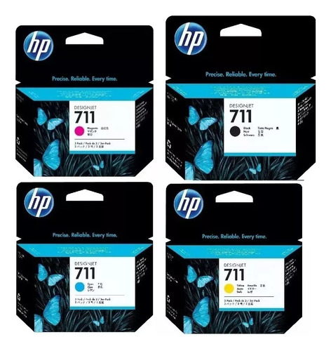 Combo Cartucho Hp 711 Negro 80ml Cian Amarillo Magenta 29ml