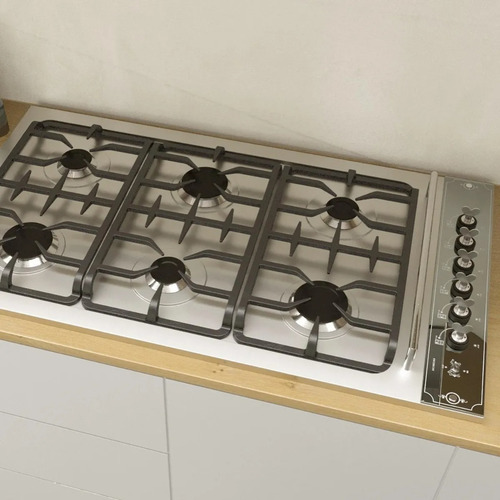 Imagen 6 de 10 de Anafe Gas Acero Inox. 6 Hornallas Luxor Gas Cocina Enargas