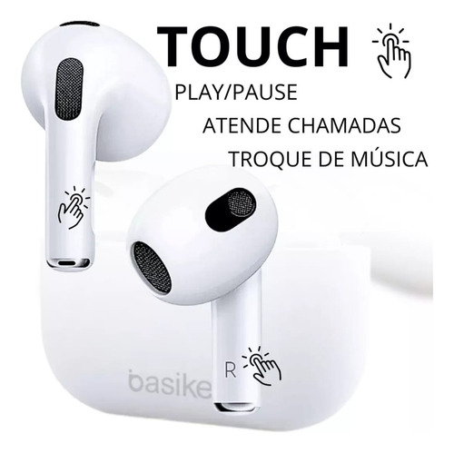 Fone De Ouvido Sem Fio Basike Bluetooth Premium Fon-9856 Branco