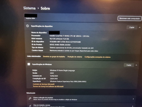 Dell Inspiron 5590 Core I7 10a Ger. 16gb (Usado)