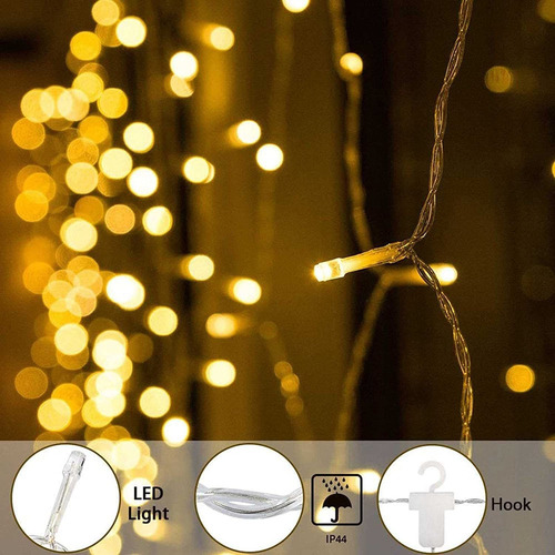 Cadena De Luz De Cortina 3d, Alimentada Por Usb (luz Cálida)