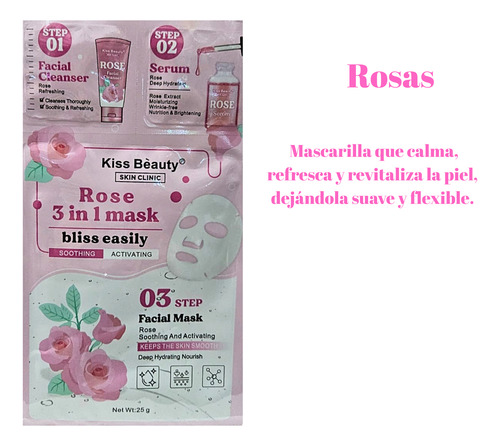 Pack X4 Mascarillas De Rosa - Hidratación Y Calma Total Normal A Sensible