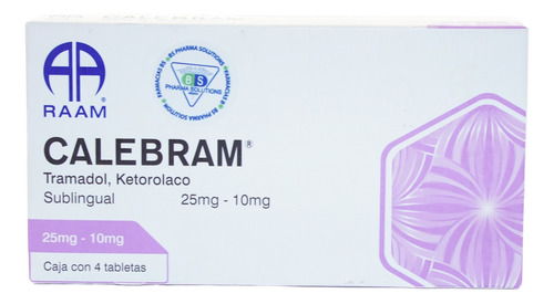 Calebram Tramadol Ketorolaco 25/10mg C/4tabs Sublingual Raam