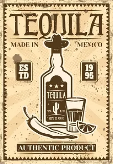 Letrero Impreso Tipo Vintage Tequila