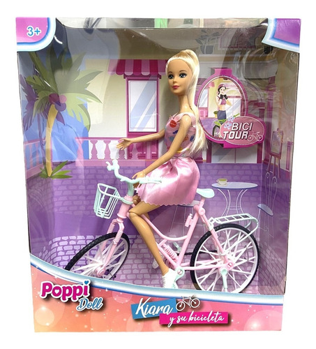 Muñeca Kiara Y Su Bicicleta Articulada Poppi Doll  Orig.