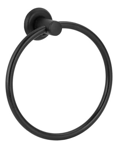 Porta Toalha Toalheiro Metal  Argola Preto Fosco Banheiro